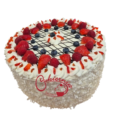 15. TORT Z BITĄ ŚMIETANĄ + OWOCE SEZONOWE